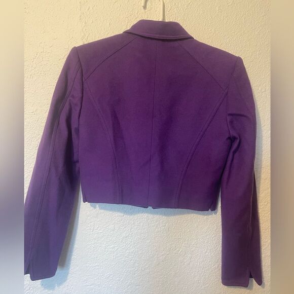 Vintage Georgiou Studio wool blend cropped purple blazer sz 4 - Picture 2 of 4
